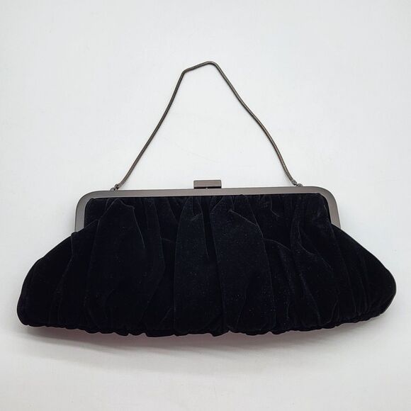 Vintage Y2K Convertible Evening Bag Elegant Chic Black Velvet Clutch Party Event - Picture 1 of 12